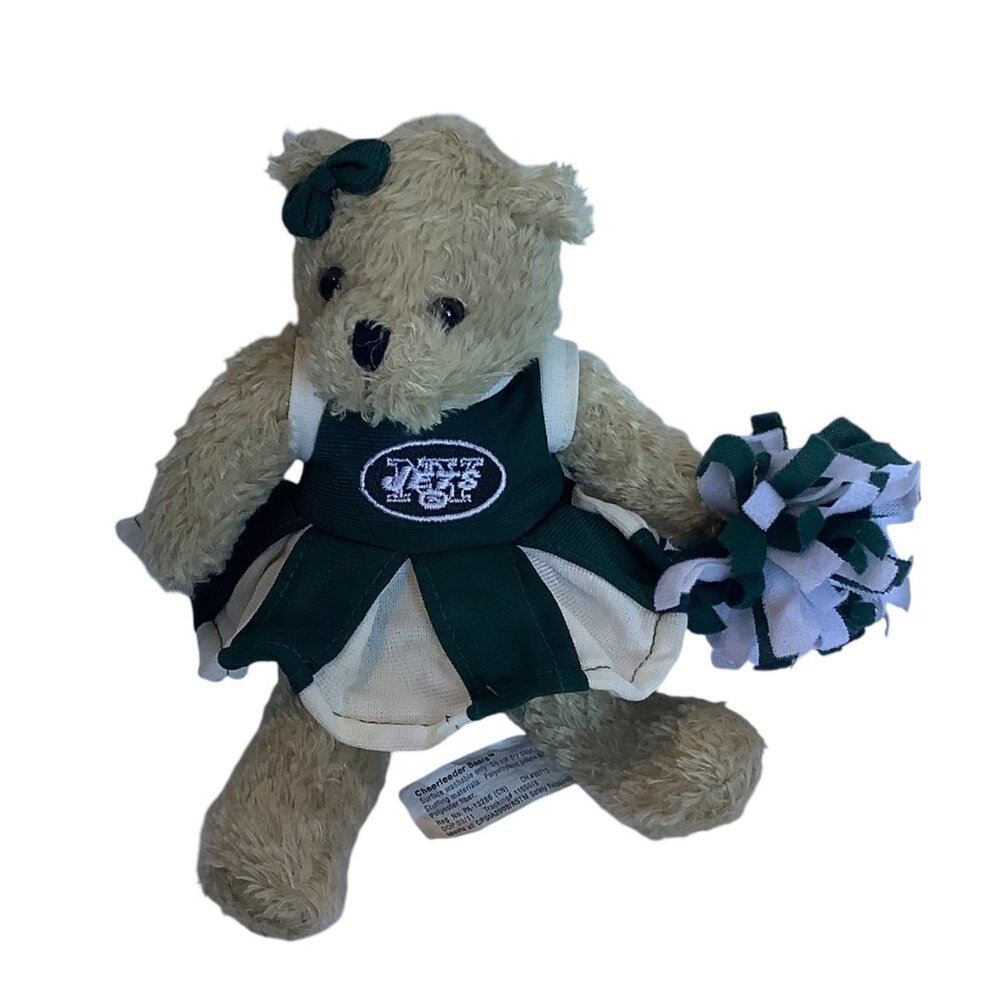 New‎ York Jets Cheerleader Teddy Bear "Go Jets!" Plush Toy Hunter MFG Pom Pom 6"